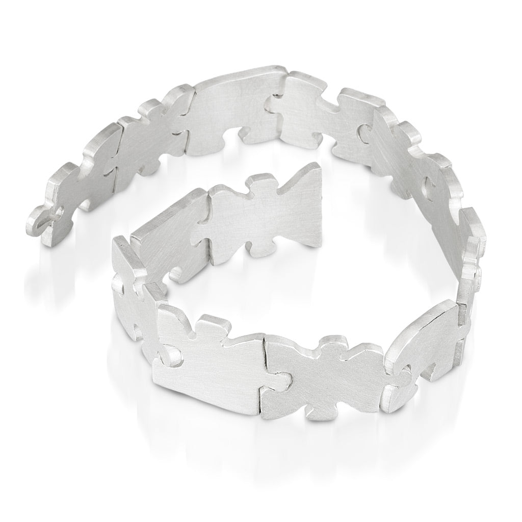 Autism Floating Puzzle Piece Open Bangle Bracelet